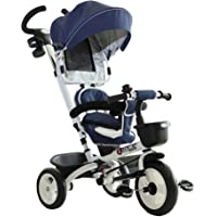HOMCOM Triciclo Bebé 4 en 1 Trolley Trike Bicicletas para Niños +18 Mes Evolutivo Asiento Giratorio Capota Barra…